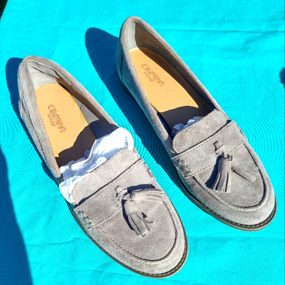 Crown Vintage Tassel Loafers Leather Slip 7.5